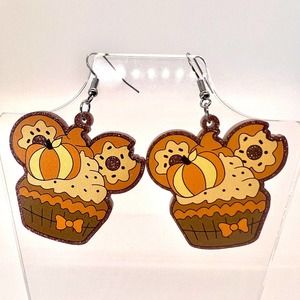 Mickey Pumpkin Cupcake Earrings - Halloween Earrings - Fall Earrings - Bakery